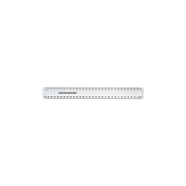 Ruler 30cm shatterproof white 100/pc