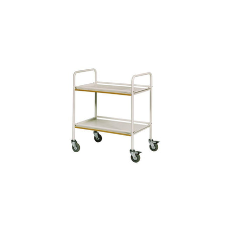Rolling table 2 shelves handle white