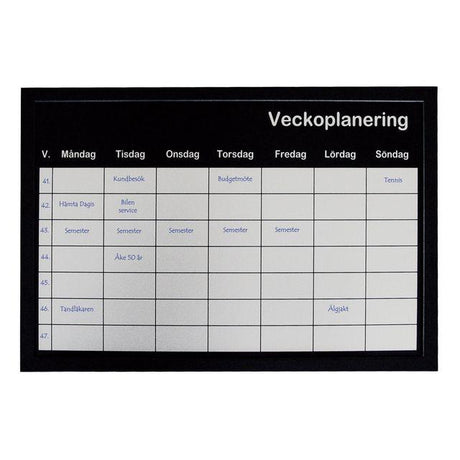 Weekly planning board 60x40cm silver