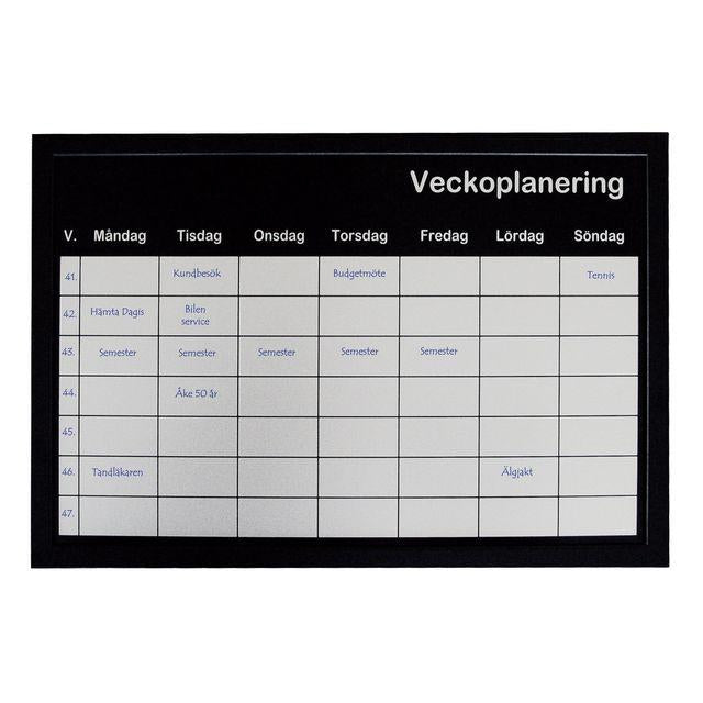 Weekly planning board 60x40cm silver