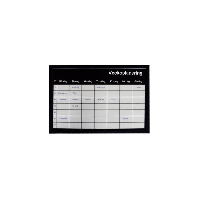 Weekly planning board 60x40cm silver