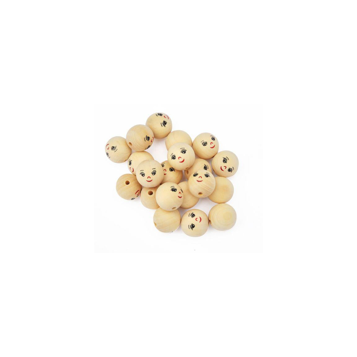 Wooden beads faces 22 mm 20/pack