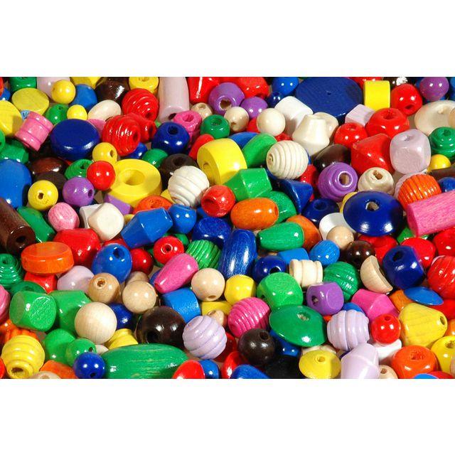 Wooden bead mix 750g mixed colours