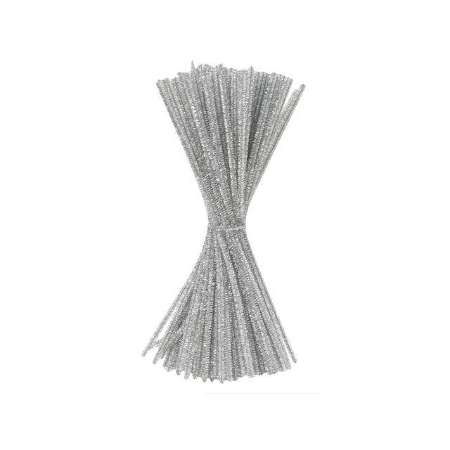 Pipe cleaner glitter 30cm silver 100/pack