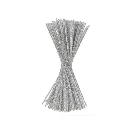 Pipe cleaner glitter 30cm silver 100/pack