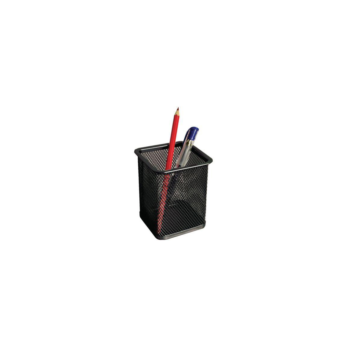 Pen cup metal mesh 80x100mm black