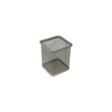 Metal pen cup mesh 80x100mm silver