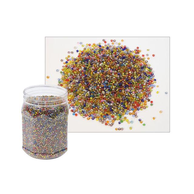 Glass beads 500g transp. mixed colours
