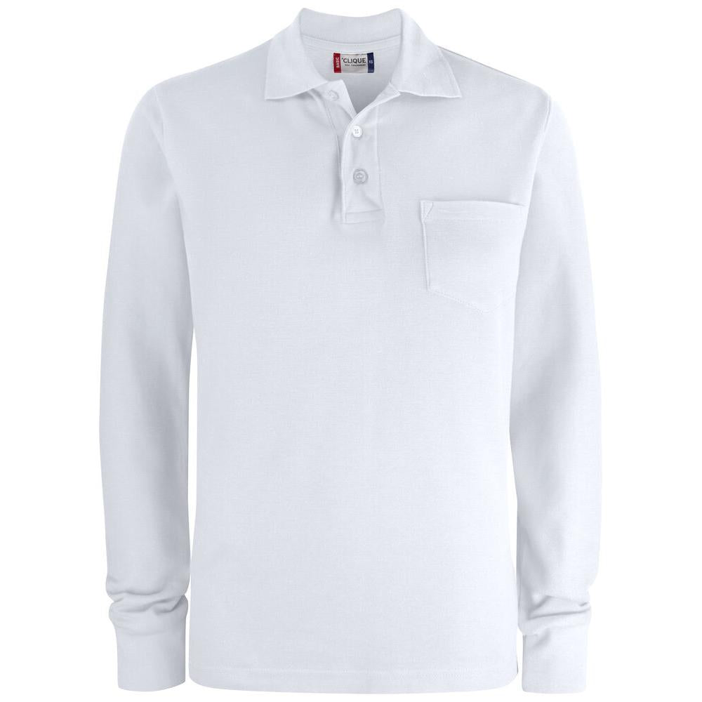 Basic Polo Pocket L/S - White - Image 1