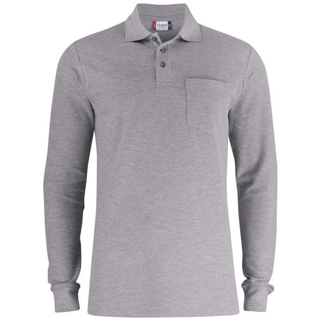 Basic Polo Pocket L/S - Grey Melange - Image 1