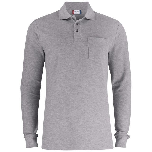 Basic Polo Pocket L/S - Grey Melange - Image 1