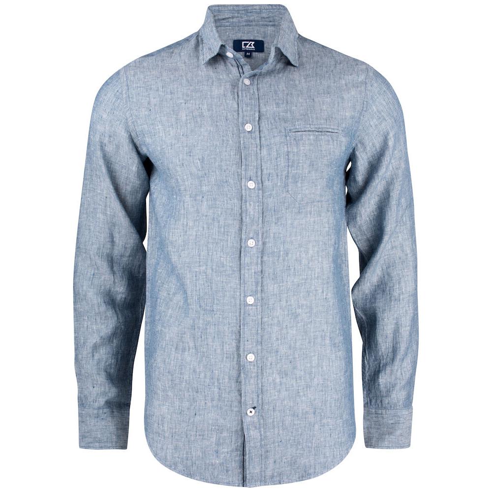 Summerland Linen Shirt Men - Denim Melange - Image 1