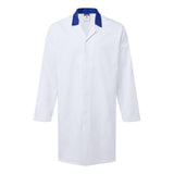 Food Industry No Pocket Coat - White/Royal Blue