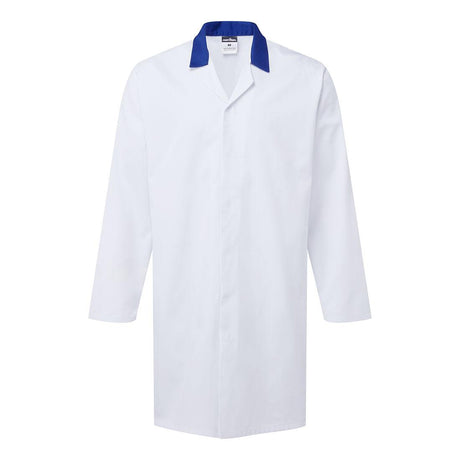 Food Industry No Pocket Coat - White/Royal Blue