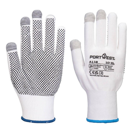 Grip 13 PVC Dotted Touchscreen Glove - White/Grey