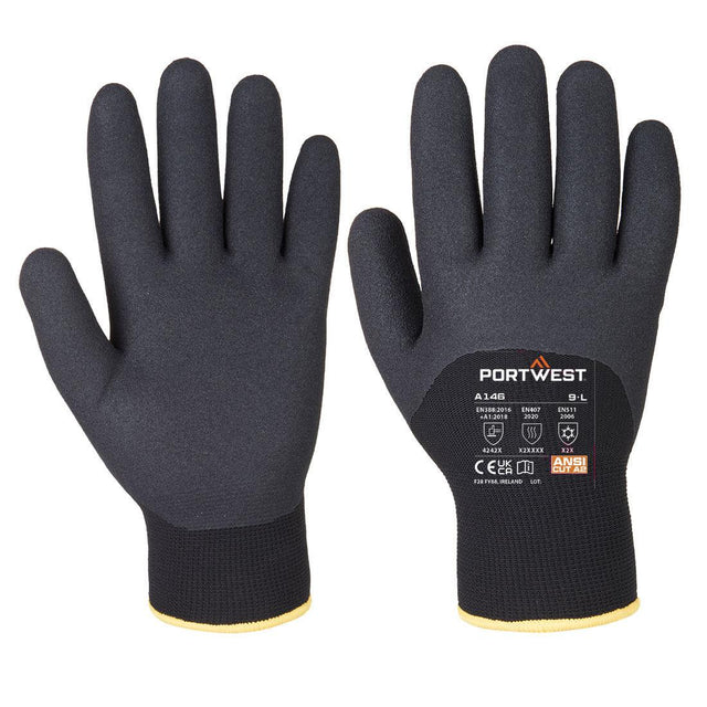 Cold 15 Nitrile Sandy 3/4 Dipped Glove - Black