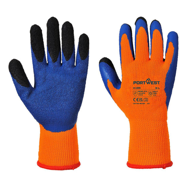 Cold 7 Latex Crinkle Finger Dipped Glove - Orange/Blue