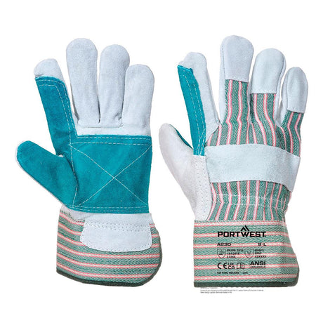 Leather Rigger 365 Cow Split Reinforced Palm Glove - Grey