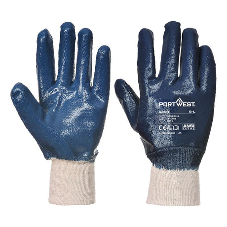 Grip 12 Nitrile Full Dipped Knitwrist Glove - Navy