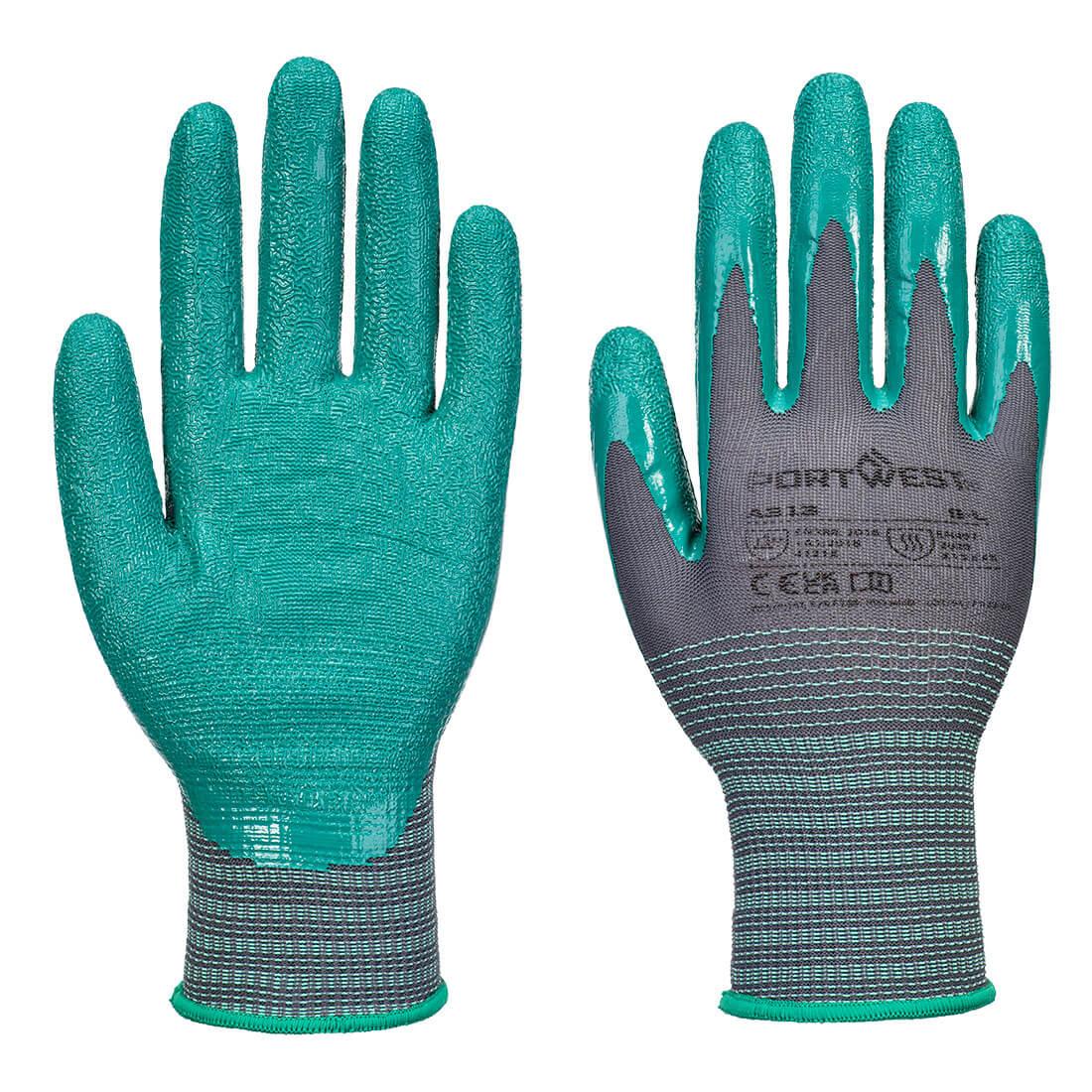 Grip 15 Nitrile Crinkle Glove (Pk12) - Grey/Green
