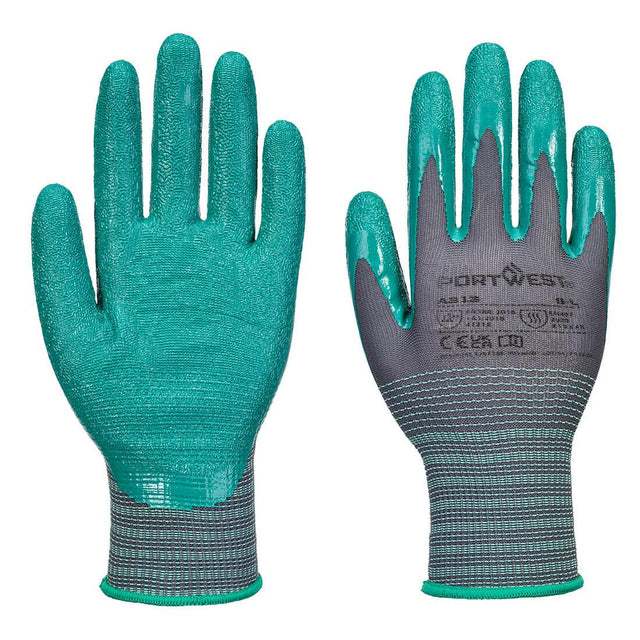 Grip 15 Nitrile Crinkle Glove (Pk12) - Grey/Green