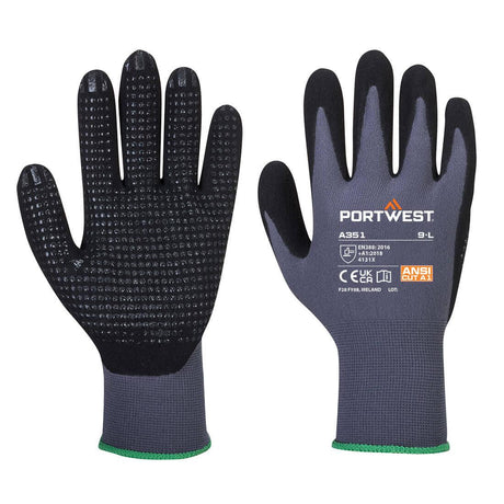 Grip 15 Nitrile Sandy Dotted Glove - Grey/Black