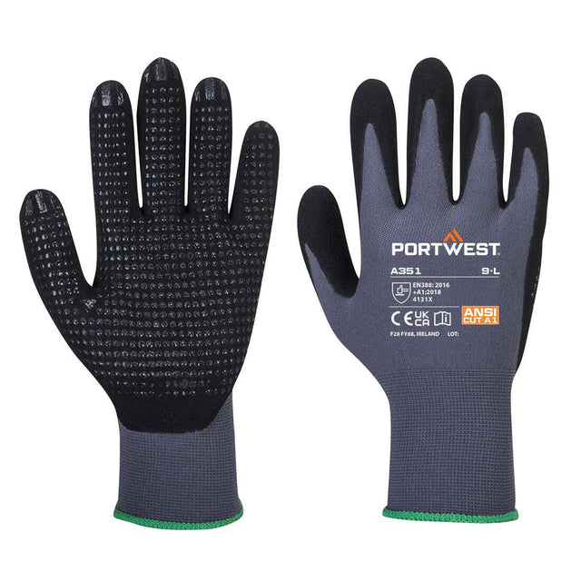Grip 15 Nitrile Sandy Dotted Glove - Grey/Black