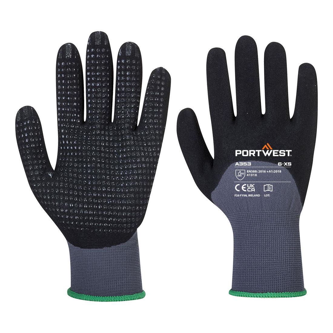 Grip 15 Nitrile Sandy 3/4 Palm Dotted Glove - Grey/Black