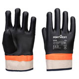 Grip PVC Sandy Double Dipped Glove - Black/Orange