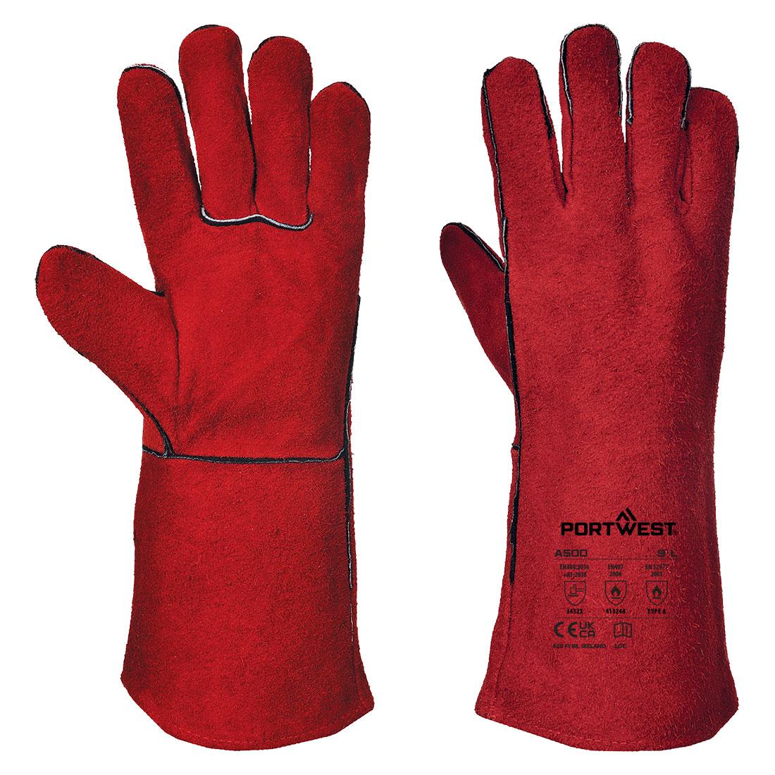 Welders 210 Split Leather Red Gauntlet - Red