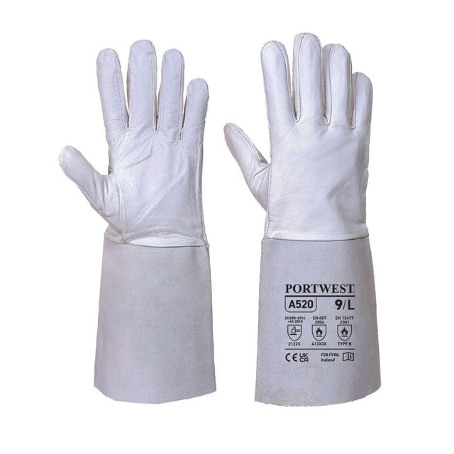 TIG Welders 85 Grain Leather Gauntlet - Grey
