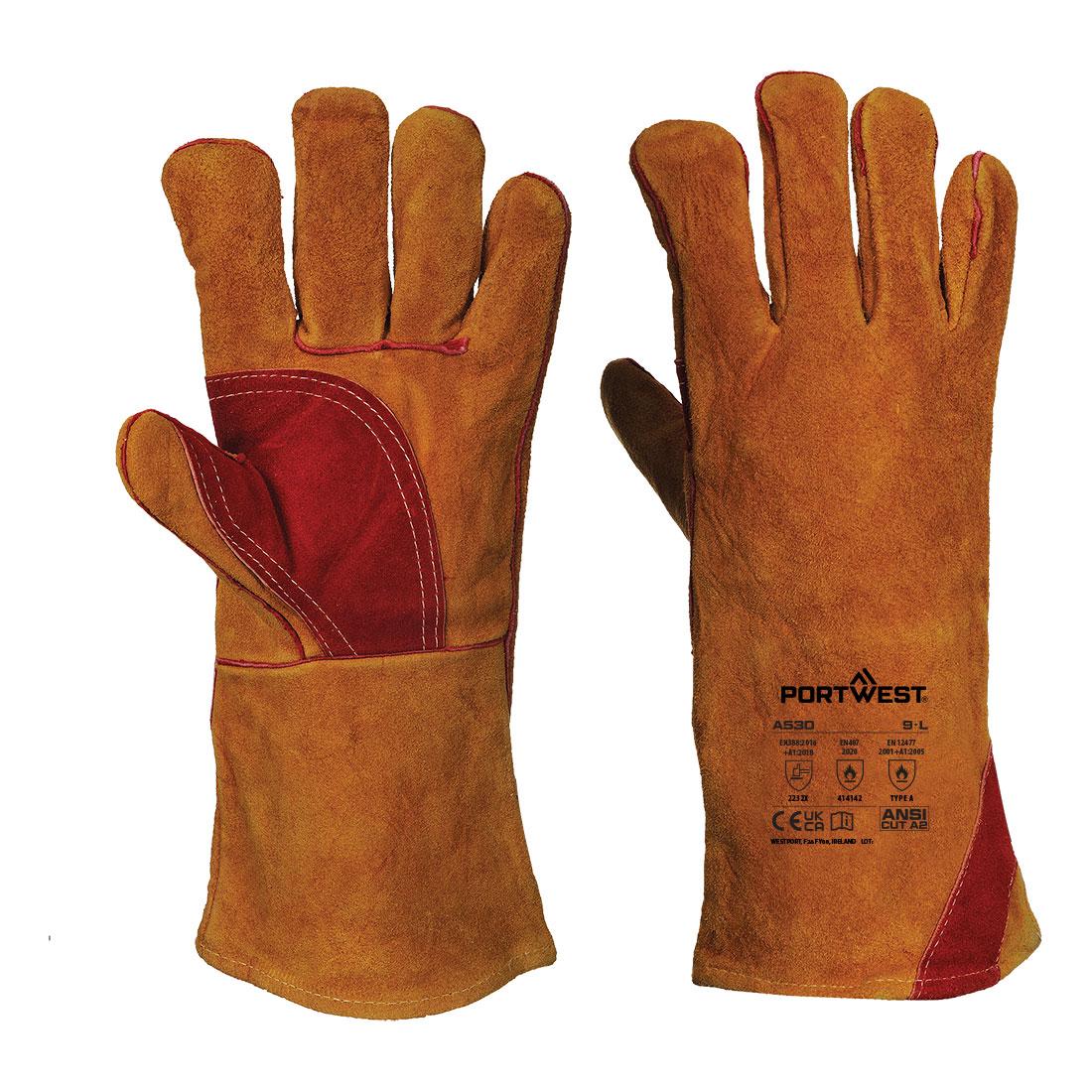 Welders 330 Split Leather Reinforced Palm Gauntlet - Brown