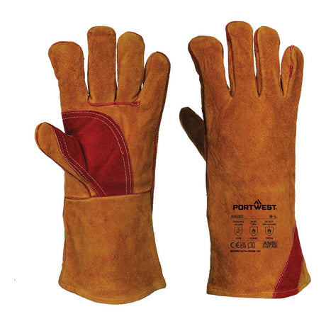 Welders 330 Split Leather Reinforced Palm Gauntlet - Brown