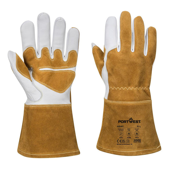 MIG Welders 320 Grain Leather Reinforced Gauntlet - Brown