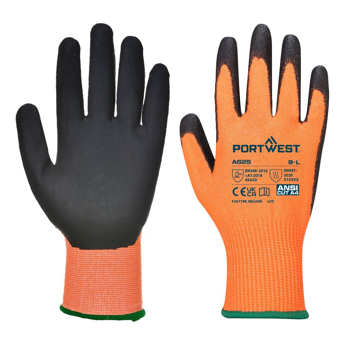 Cut D13 PU Viz-Tex Glove - Orange/Black