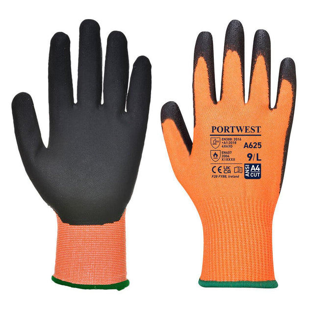 Cut D13 PU Viz-Tex Glove - Orange/Black