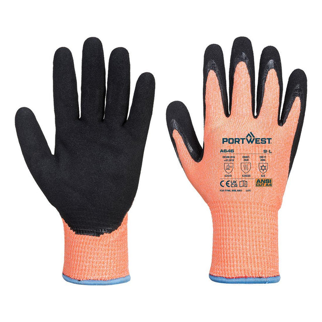 Cold D13 Nitrile Viz-Tex Cut Glove - Orange/Black
