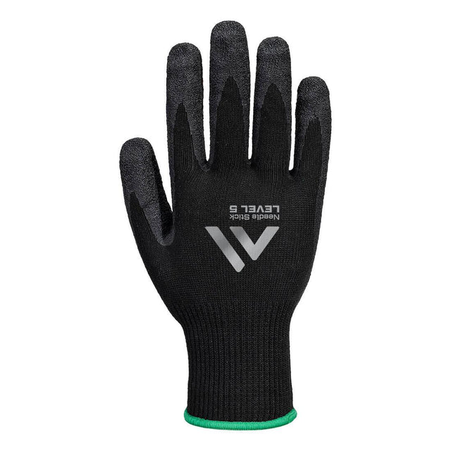Needle Resistant  F10 Latex Crinkle Glove - Black