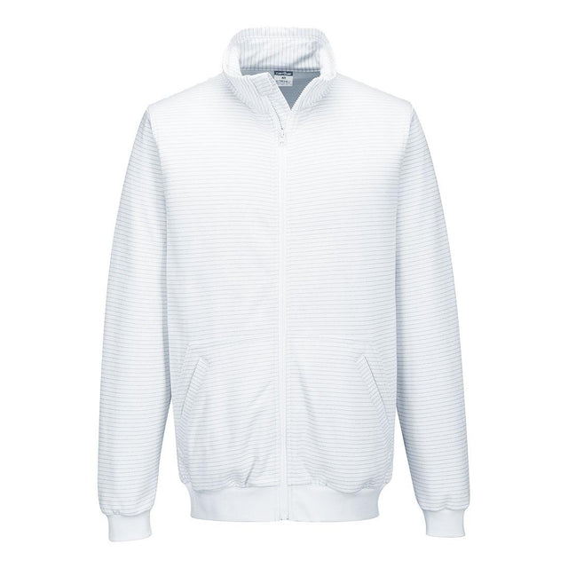 Anti-Static ESD Zip Sweatshirt - White