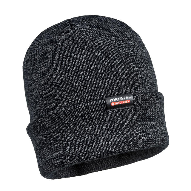 Insulated Knit Reflective Yarn Beanie - Black