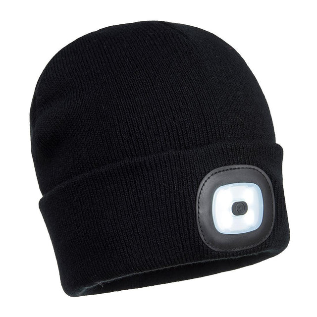 Rechargeable Twin LED Beanie - Black