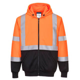 Hi-Vis Contrast Zipped Hoodie - Orange/Black