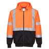 Hi-Vis Contrast Zipped Hoodie - Orange/Black