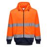 Hi-Vis Contrast Zipped Hoodie - Orange/Navy