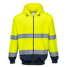 Hi-Vis Contrast Zipped Hoodie - Yellow/Navy
