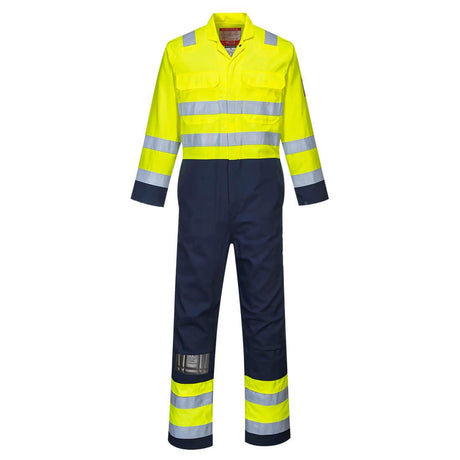 Bizflame Work Hi-Vis Contrast FR Coverall - Yellow/Navy