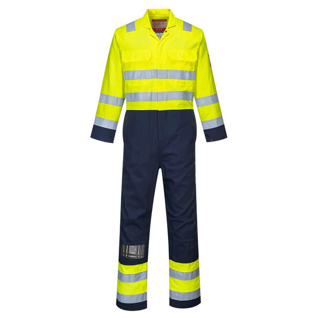 Bizflame Work Hi-Vis Contrast FR Coverall - Yellow/Navy