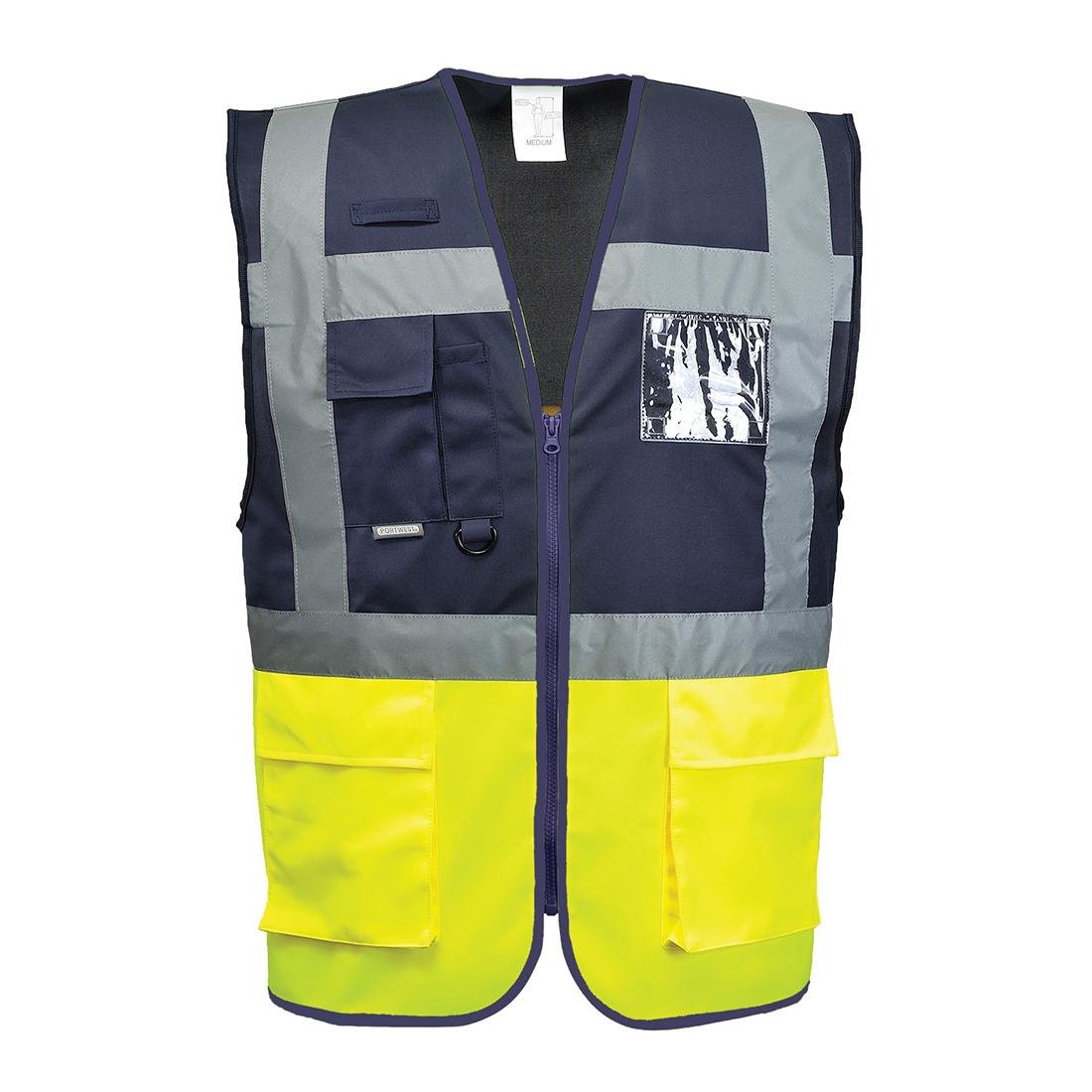 Paris Hi-Vis Contrast Executive Vest - Yellow/Navy