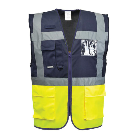 Paris Hi-Vis Contrast Executive Vest - Yellow/Navy