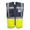 Paris Hi-Vis Contrast Executive Vest - Yellow/Navy